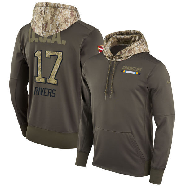 Chargers 17 Philip Rivers Olive Salute To Service Pullover Hoodie