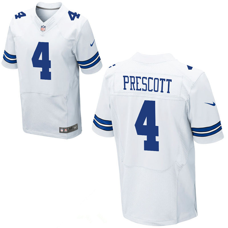 Cowboys 4 Dak Prescott White Elite Jersey