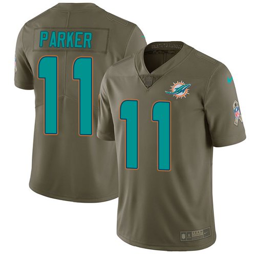  Dolphins 11 DeVante Parker Olive Salute To Service Limited Jersey