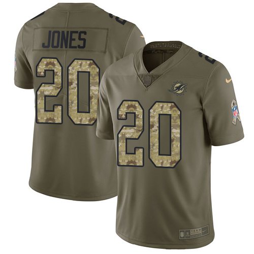 Dolphins 20 Reshad Jones Olive Camo Salute To Service Limited Jersey