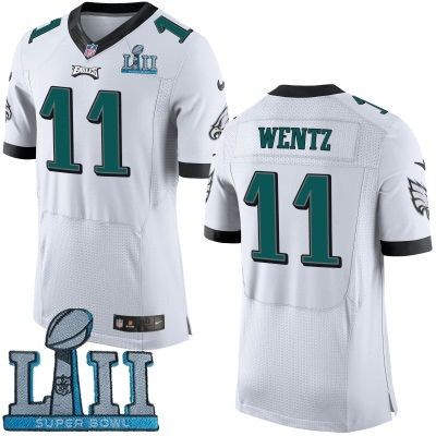 Eagles 11 Carson Wentz White 2018 Super Bowl LII Elite Jersey