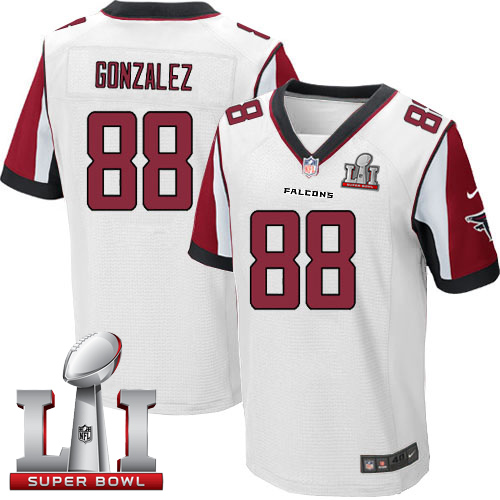  Falcons 88 Tony Gonzalez White Super Bowl LI 51 Men Stitched NFL Elite Jersey