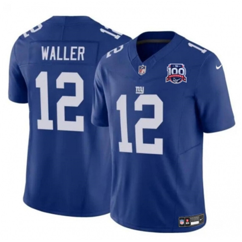 Nike Giants 12 Darren Waller Blue 2024 FUSE 100TH Season Vapor Untouchable Limited Stitched Jersey