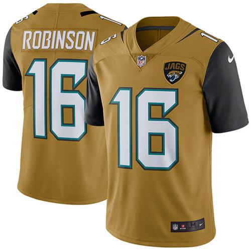 Jaguars 16 Denard Robinson Gold Men Stitched NFL Limited Rush Jersey