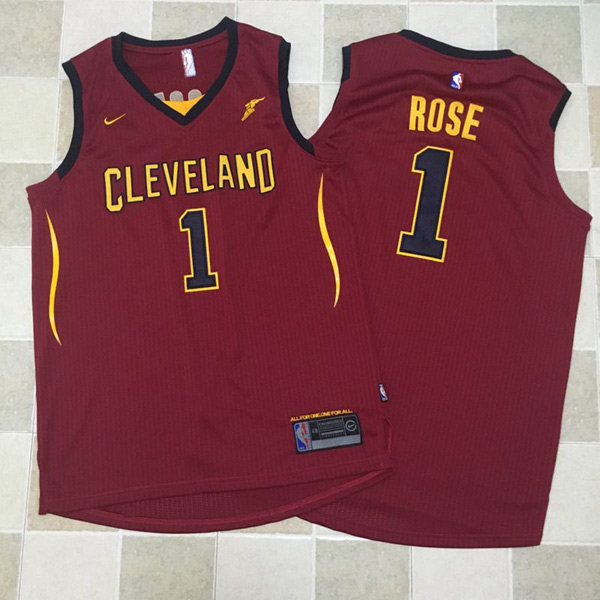  NBA Cleveland Cavaliers  #1 Derrick Rose Jersey 2017 18 New Season Wine Red Jersey