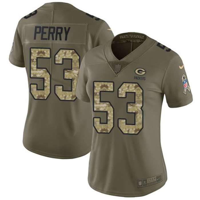Packers 53 Nick Perry Olive Camo Women Salute To Service Limited Jersey