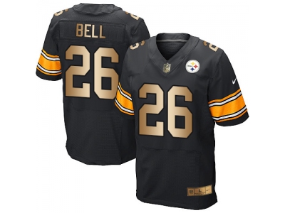 Pittsburgh Steelers 26 Le Veon Bell Black Team Color Men Stitched NFL Elite Gold Jersey