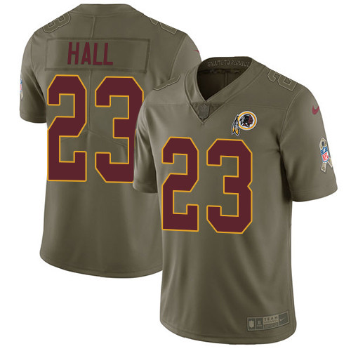 Redskins 23 DeAngelo Hall Olive Salute To Service Limited Jersey