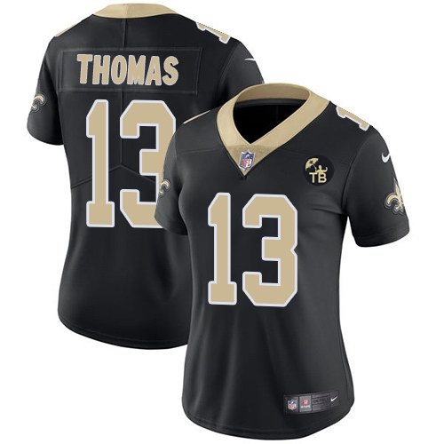 Saints 13 Michael Thomas Black Women With Tom Benson Patch Vapor Untouchable Limited Jersey