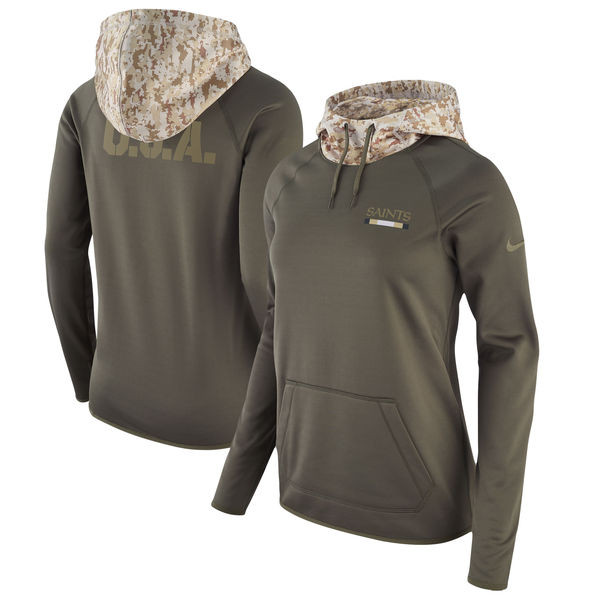 Saints Olive Women Salute To Service Pullover Hoodie
