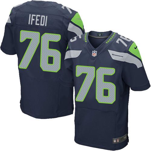  Seahawks 76 Germain Ifedi Steel Blue Team Color Men Stitched NFL Elite Jersey