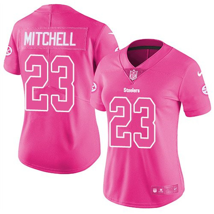 Steelers 23 Mike Mitchell Pink Women Rush Limited Jersey