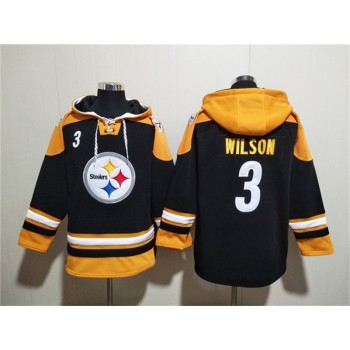 Nike Steelers 3 Russell Wilson Black Ageless Must Have Lace Up Pullover Hoodie