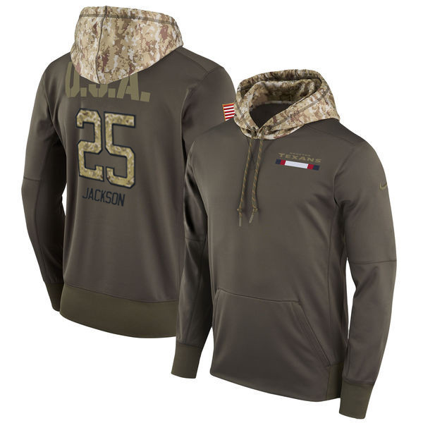 Texans 25 Kareem Jackson Olive Salute To Service Pullover Hoodie