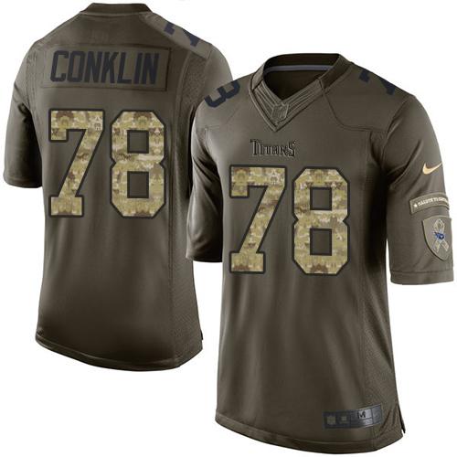 Titans 78 Jack Conklin Green Men Stitched NFL Limited Salute to Service Jersey