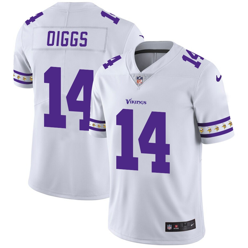 Nike Vikings 14 Stefon Diggs White Team Logos Fashion Vapor Limited Jersey