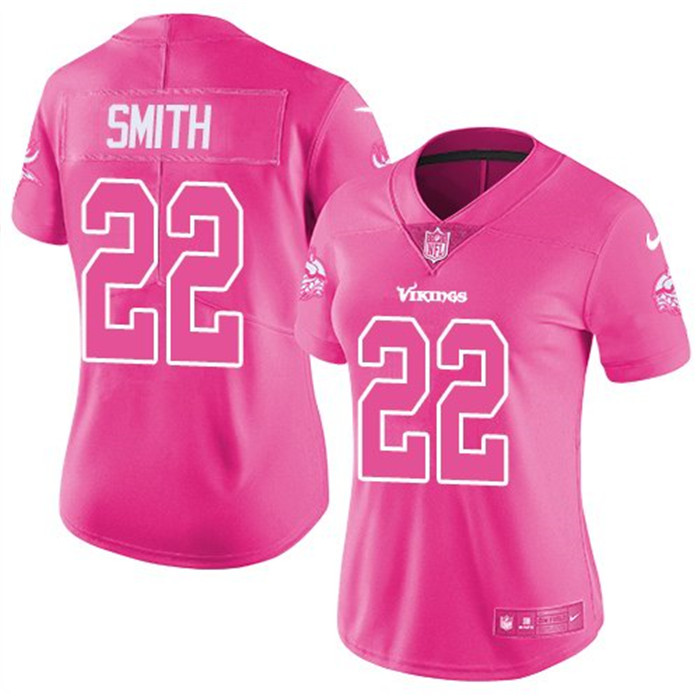 Vikings 22 Harrison Smith Pink Women Rush Limited Jersey
