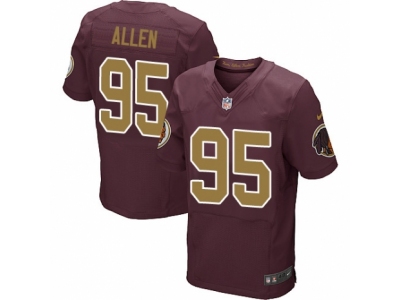  Washington Redskins 95 Jonathan Allen Elite Burgundy Red Gold Number Alternate 80TH Anniversary NFL Jersey