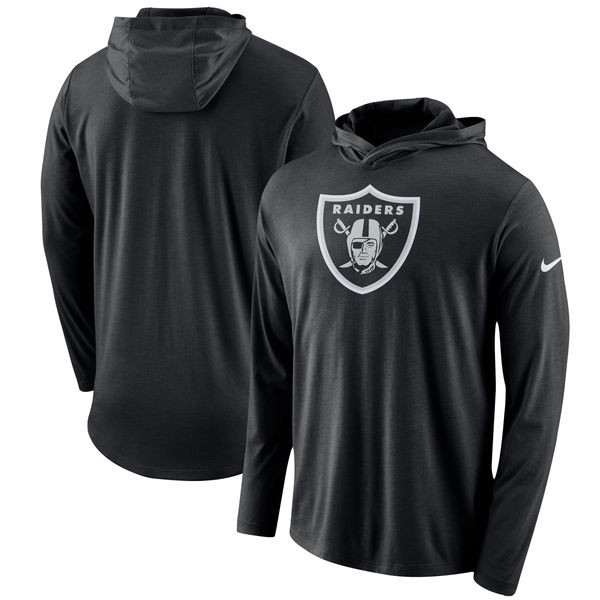 Oakland Raiders Blend Performance Hooded Long Sleeve T Shirt Black