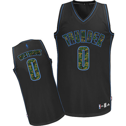 Oklahoma City Thunder 0 Russell Westbrook 2015 Camo New Swingman Fashion Jersey