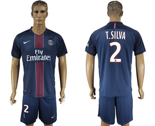 Paris Saint Germain 2 T Silva Home Soccer Club Jersey
