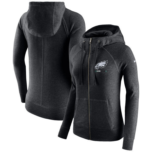 Philadelphia Eagles  Women's Gym Vintage Full Zip Hoodie Black