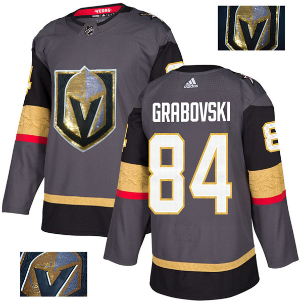 Vegas Golden Knights 84 Mikhail Grabovski Gray With Special Glittery Logo Jersey