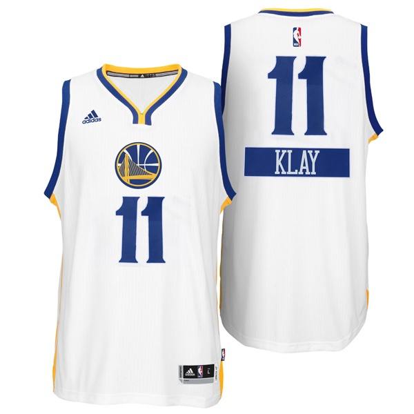 Golden State Warriors #11 Klay Thompson 2014 Christmas Day Big Logo Swingman White Jersey