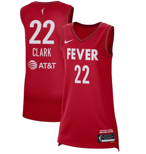 Women's Indiana Fever 22 Caitlin Clark Red 2024 WNBA Draft Rebel Edition Victory Stitched Jersey