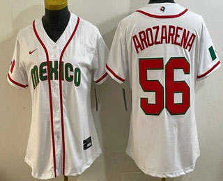 Women's Mexico 56 Randy Arozarena White 2026 World Baseball Classic Cool Base Jersey