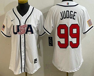 Women's USA 99 Aaron Judge White 2026 World Baseball Classic Cool Base Jersey
