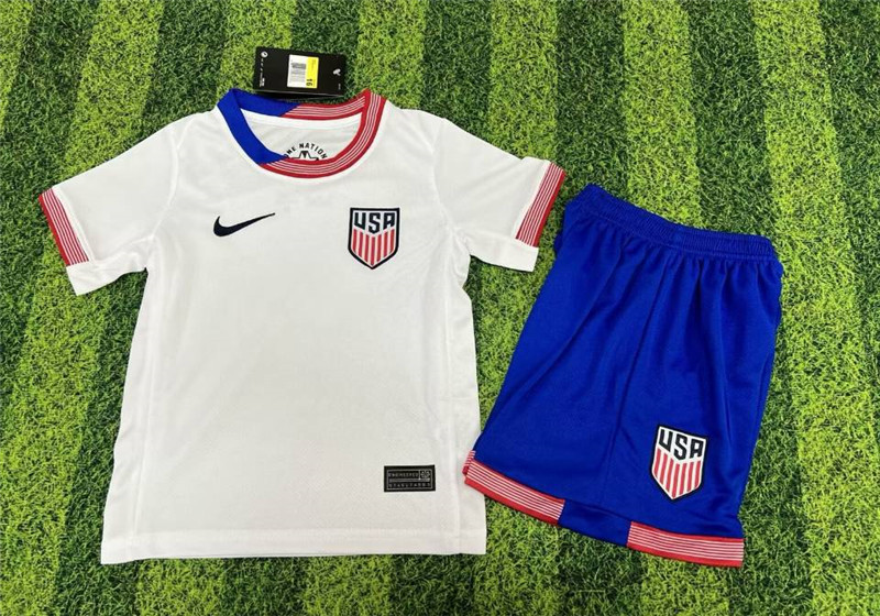 Youth American Team Custom 2024 25 White Home Soccer Jersey Suit