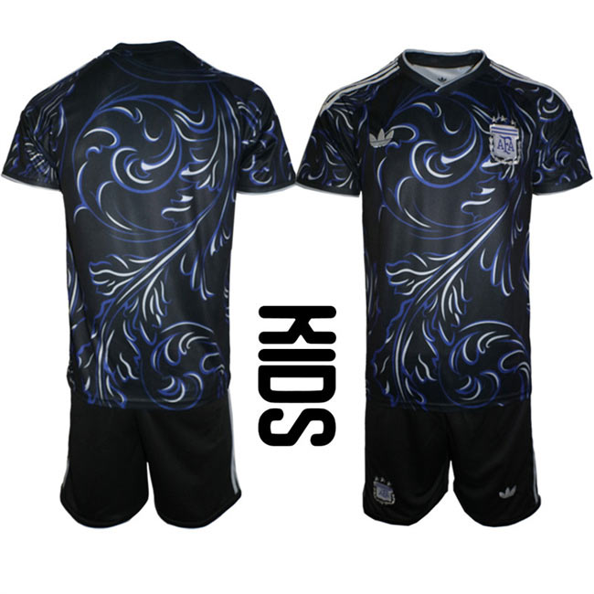 Youth Argentina Blank Away Soccer Jersey Suit
