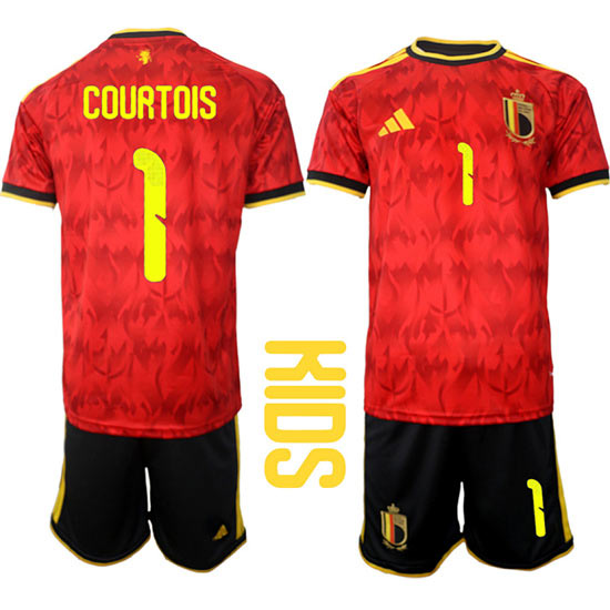 Youth Belgium 1 COURTOIS National Team FIFA x World Cup 2026 Home Red On Field Kids Jersey