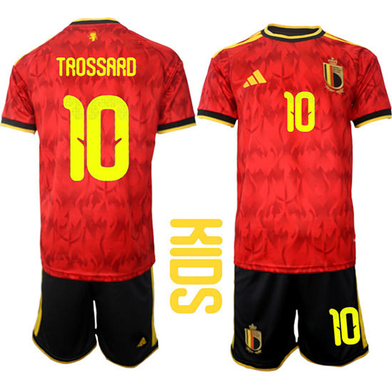 Youth Belgium 10 TROSSARD National Team FIFA x World Cup 2026 Home Red On Field Kids Jersey