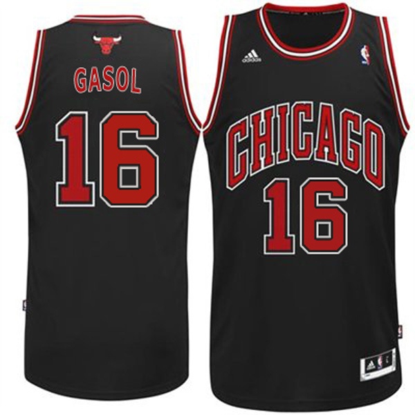 Youth Chicago Bulls 16 Pau Gasol Revolution 30 Swingman Alternate Black Jersey
