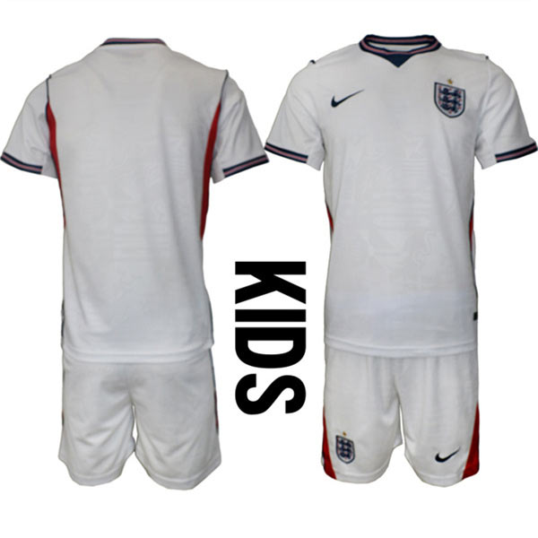 Youth England 2026 White Home Soccer Jersey Suit