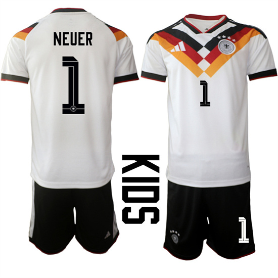 Youth Germany 1 NEUER National Team FIFA x World Cup 2026 Home White On Field Kids Jersey