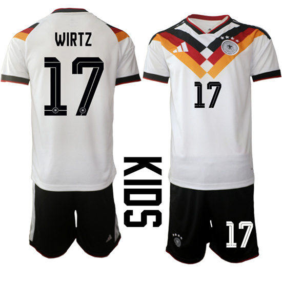 Youth Germany 17 WIRTZ National Team FIFA x World Cup 2026 Home White On Field Kids Jersey