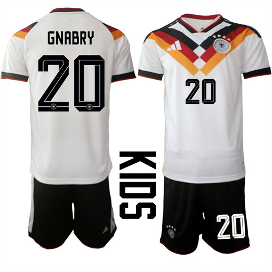 Youth Germany 20 GNABRY National Team FIFA x World Cup 2026 Home White On Field Kids Jersey