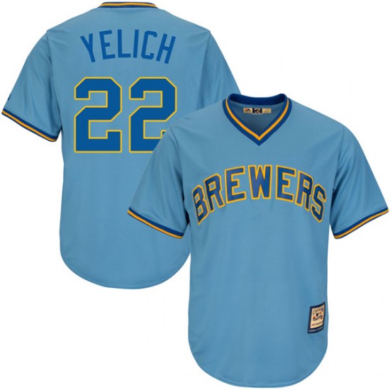 Youth Majestic Christian Yelich Milwaukee Brewers Player Light Blue Cool Base Alternate Cooperstown Jersey