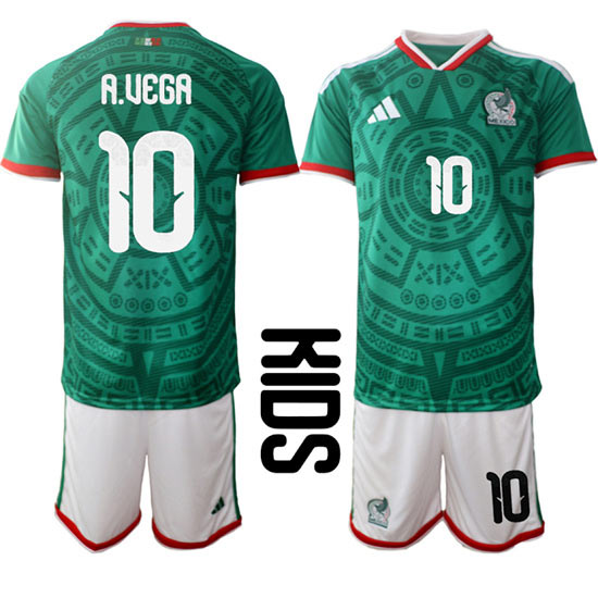Youth Mexico 10 A.UEGA National Team FIFA x World Cup 2026 Home Green On Field Kids Jersey