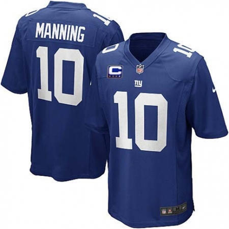 Youth New York Giants 10 Eli Manning Royal Blue Team Color C Patch Stitched NFL Jersey