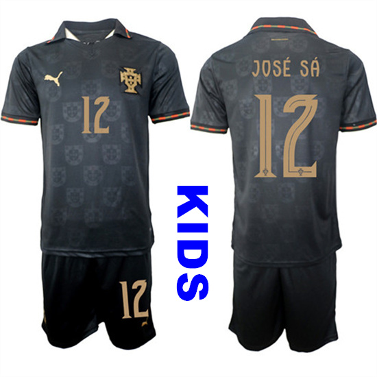 Youth Portugal 12 JOSE SA National Team FIFA x World Cup 2026 Away Gray On Eusebio special edition Kids Jersey