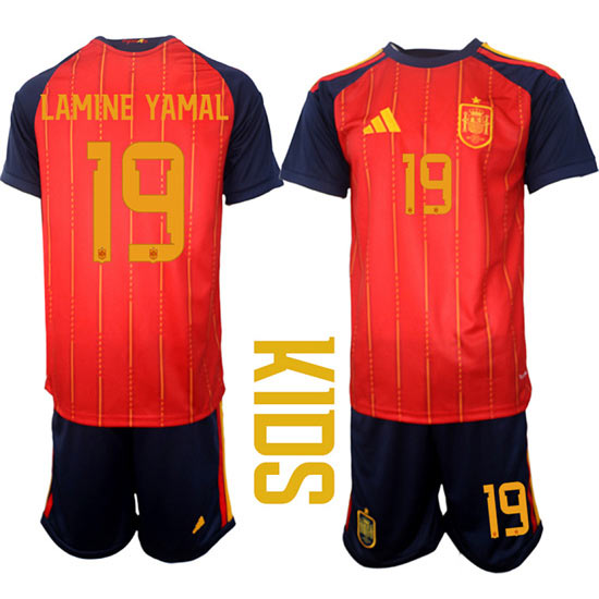 Youth Spain 19 LAMINE YAMAL National Team FIFA x World Cup 2026 Home Red On Field Kids Jerseys
