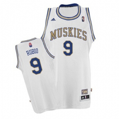 Minnesota Muskies #9 Ricky Rubio ABA Hardwood Classic White Jersey