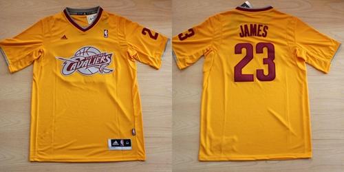 Cavaliers #23 LeBron James Yellow Throwback Short Sleeve Stitched NBA Jersey
