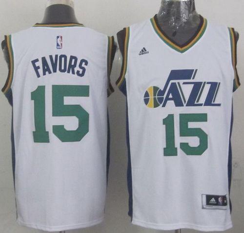 Revolution 30 Jazz #15 Derrick Favors White Stitched NBA Jersey